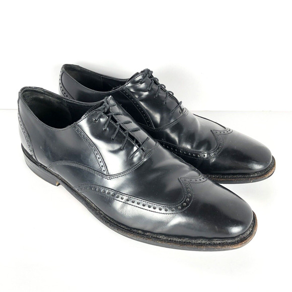JOHNSTON MURPHY Wingtip Shoes‎ Men's Sz 12 M Black Leather Goodyear Welt - Picture 1 of 13